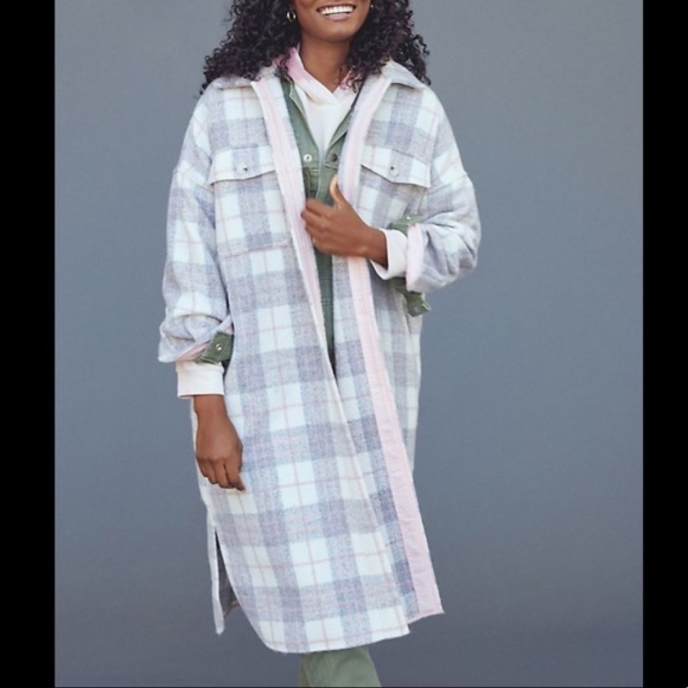 IF BY SEA Anthropolgie Bobbie Plaid Shacket - Picture 3 of 12